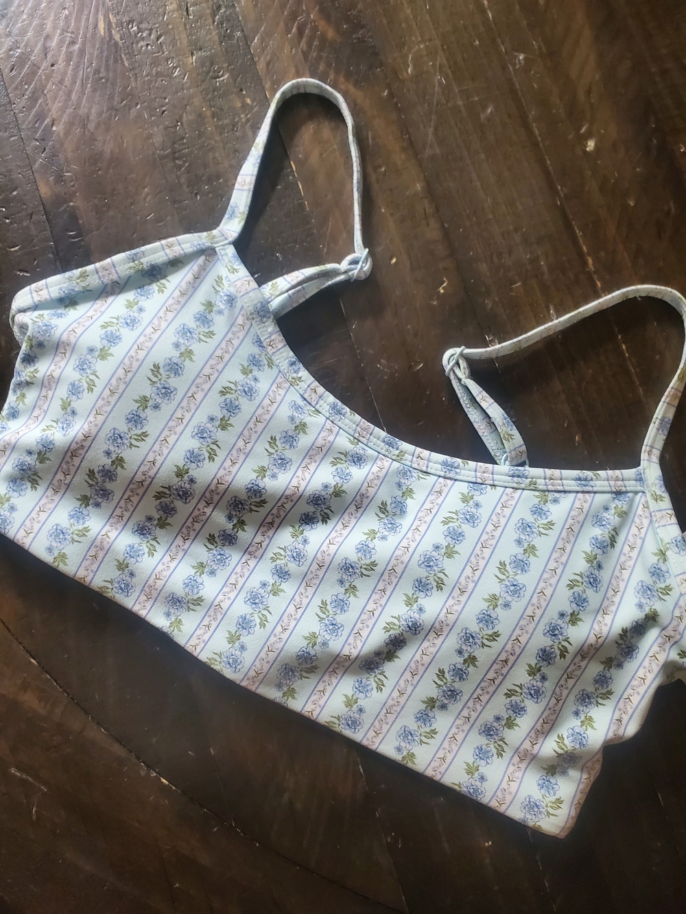 JoyLab Blue Floral Stripe Sports Bra